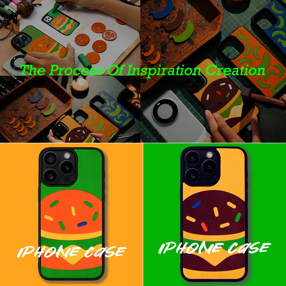iPhone 16 Pro Case | Hand Made Leather | Hamburger Design