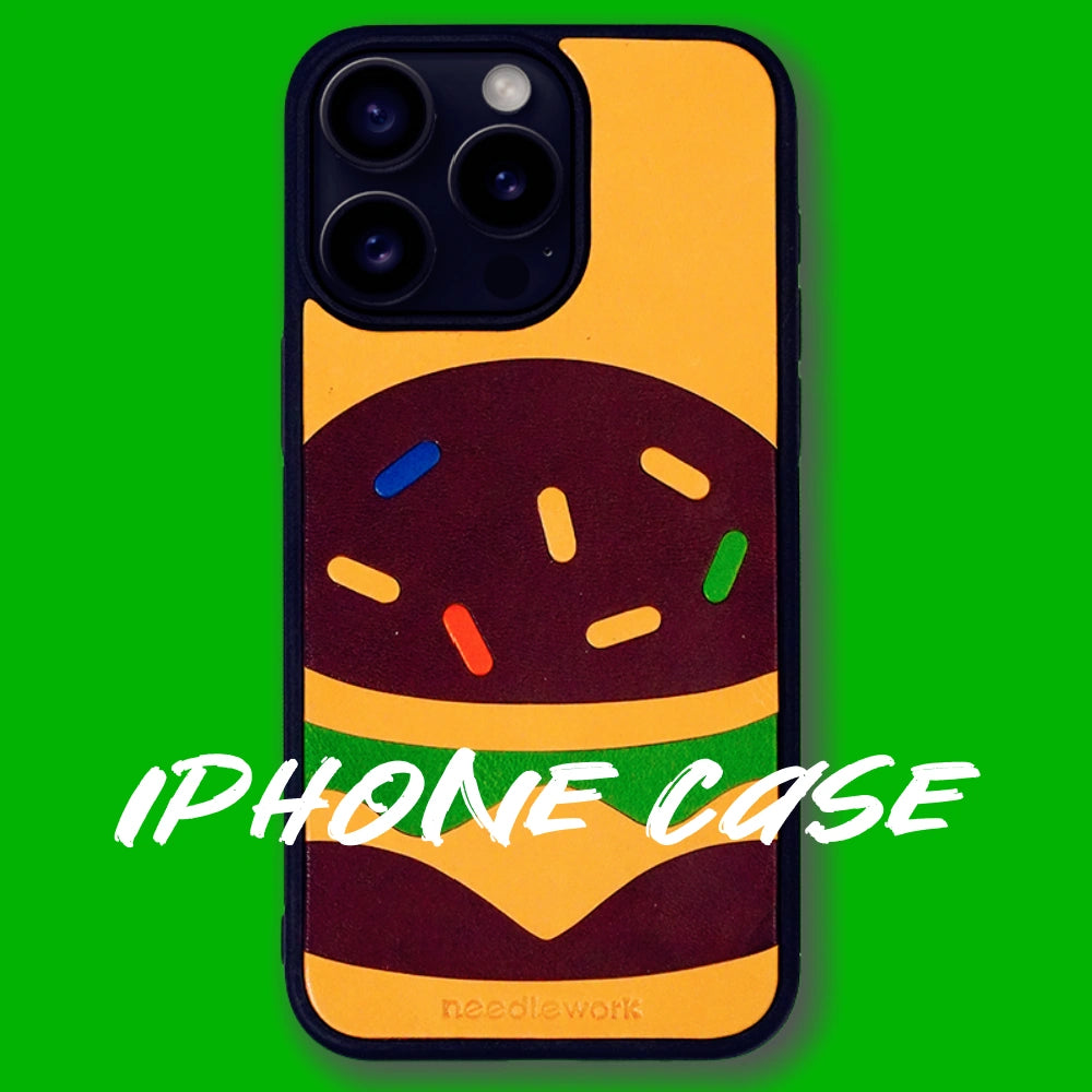 iPhone 16 Pro Case | Hand Made Leather | Hamburger Design