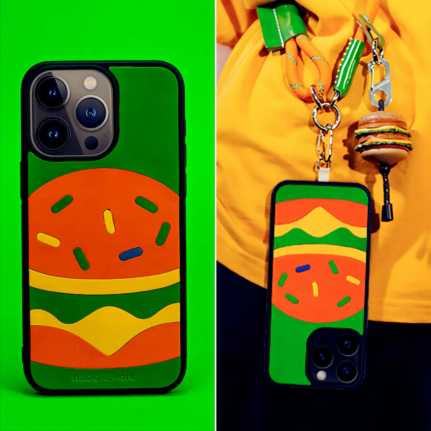 iPhone 16 Pro Case | Hand Made Leather | Hamburger Design