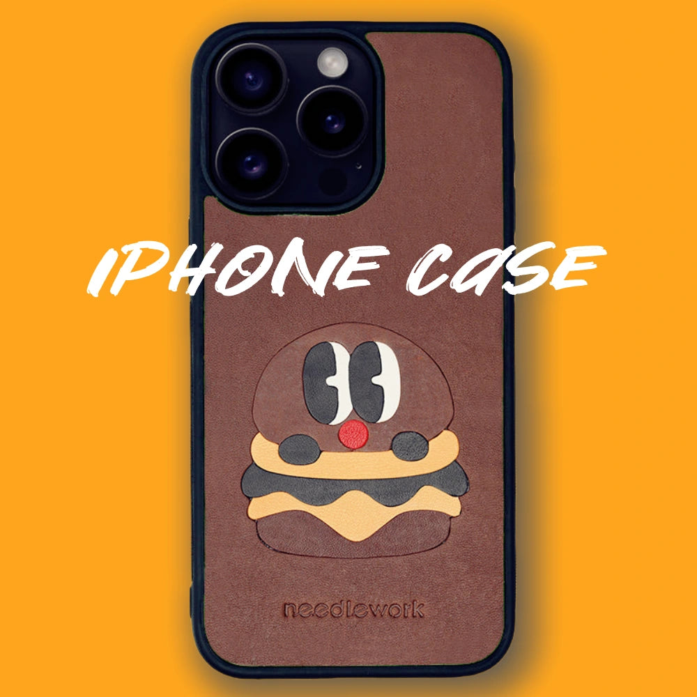 iPhone 16 Pro Case | Hand Made Leather | Hamburger Design