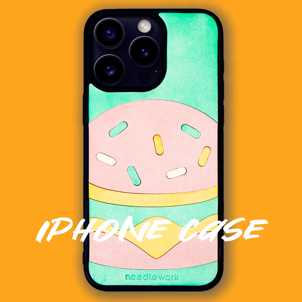 iPhone 16 Pro Case | Hand Made Leather | Hamburger Design