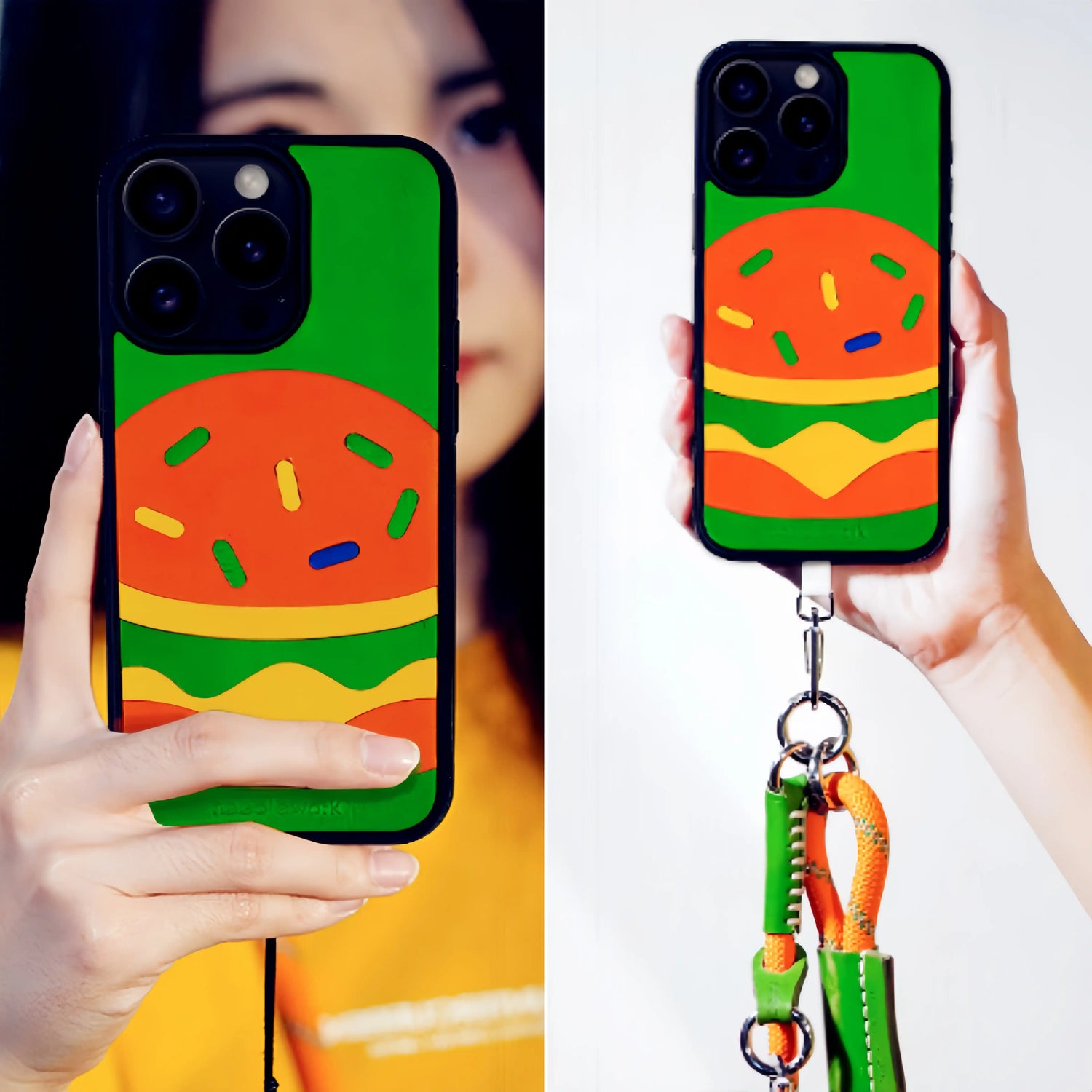 iPhone 16 Pro Case | Hand Made Leather | Hamburger Design