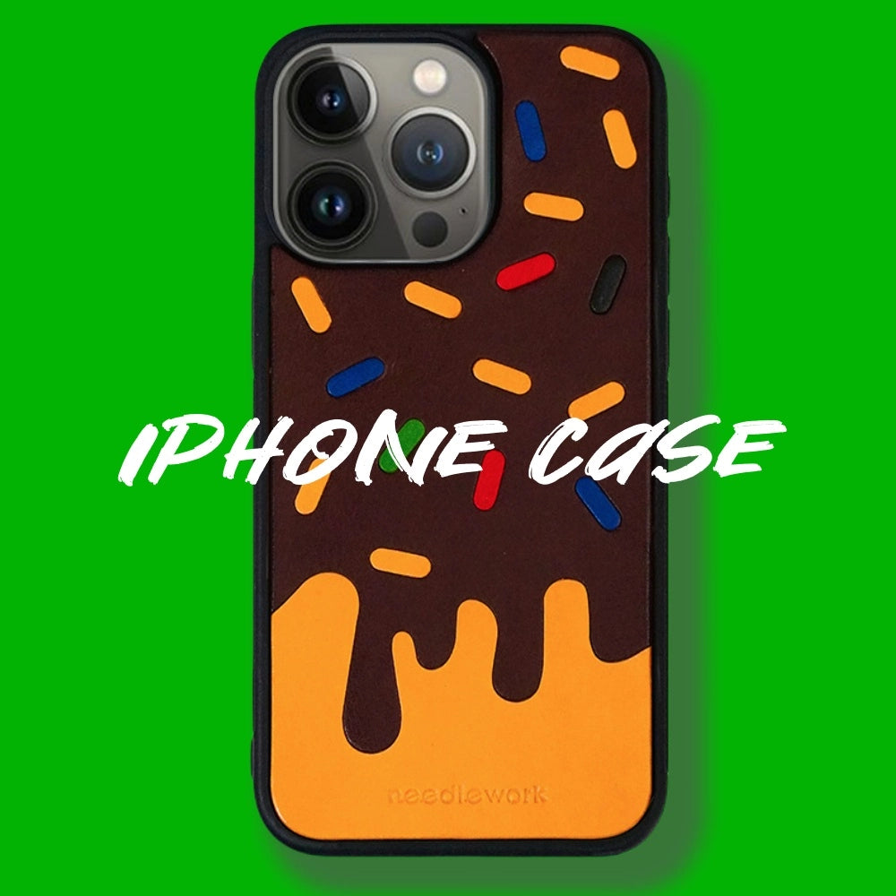iPhone 15 Pro Case | Hand Made Leather | Ice Cream Design