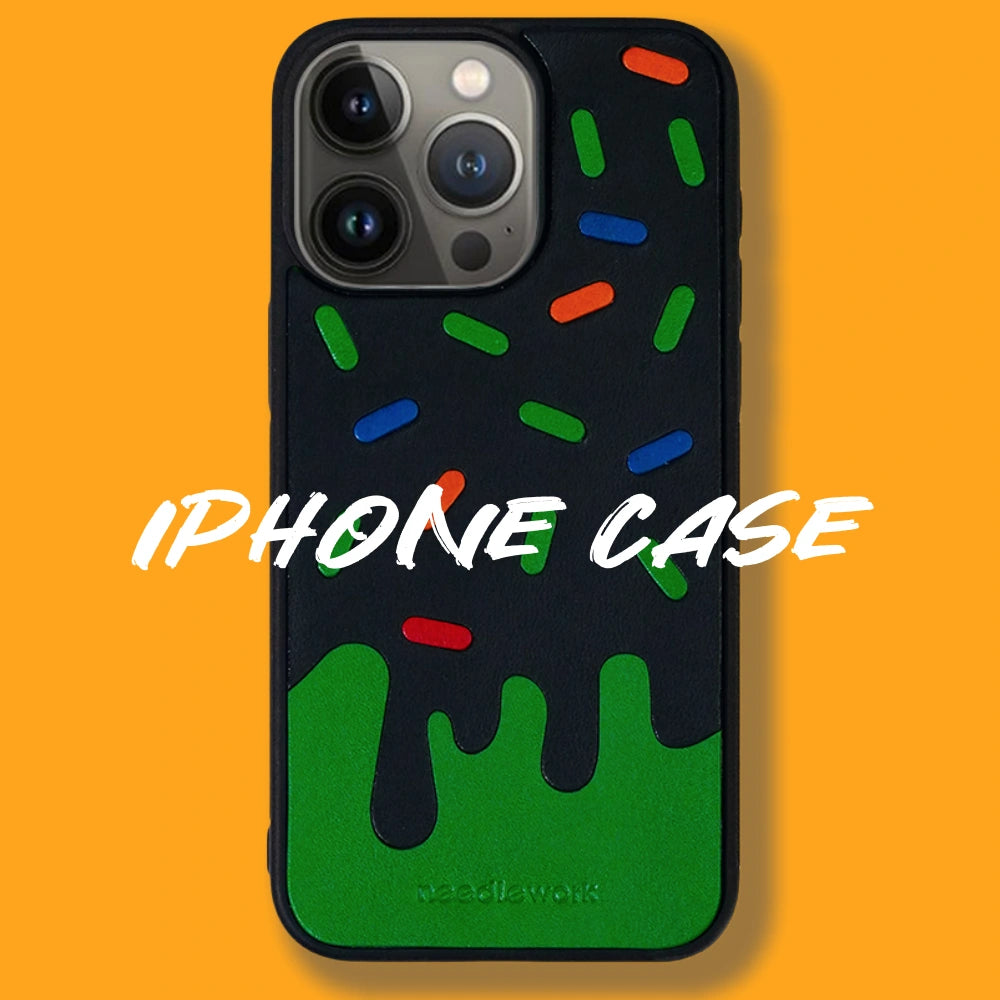 iPhone 15 Pro Case | Hand Made Leather | Ice Cream Design
