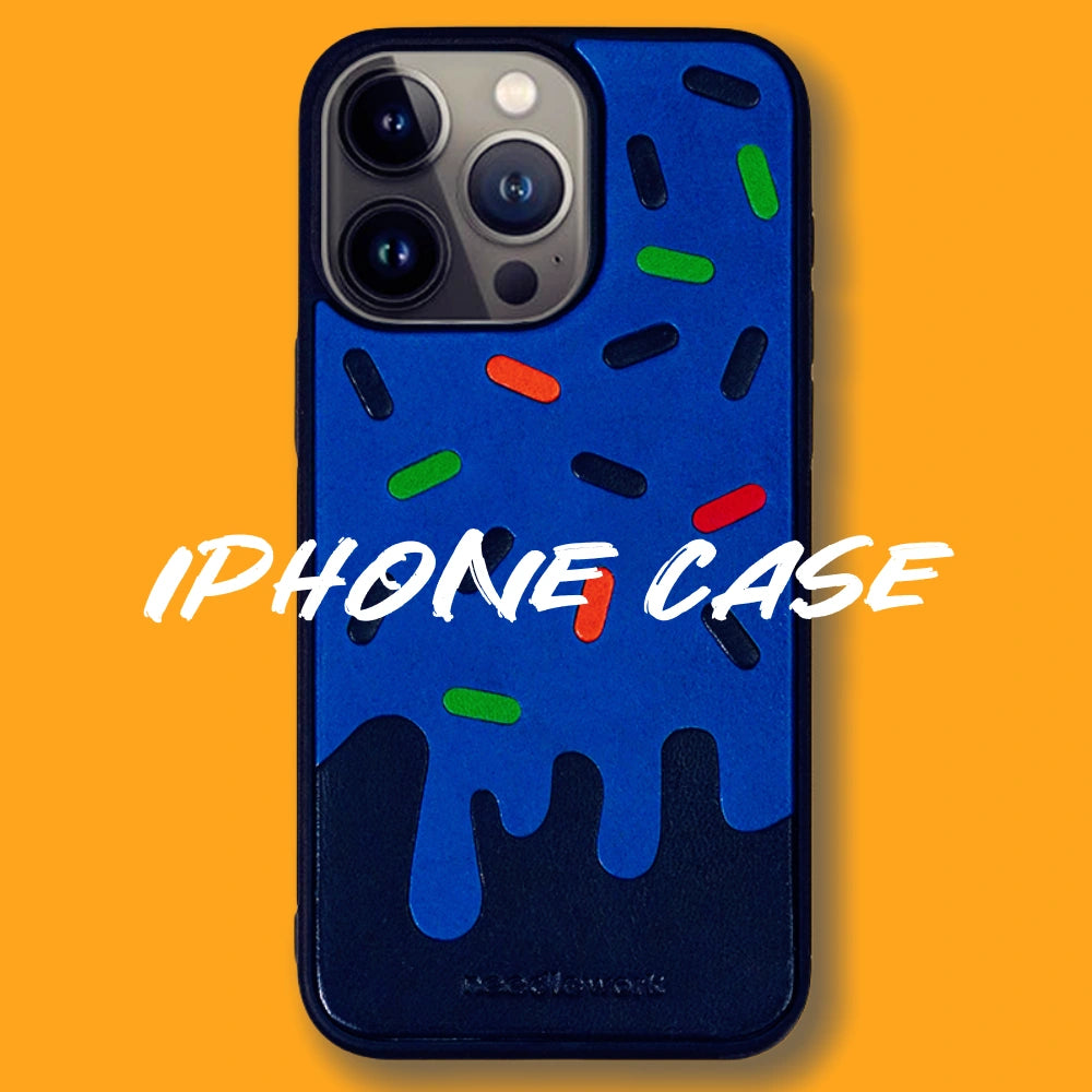 iPhone 15 Pro Case | Hand Made Leather | Ice Cream Design
