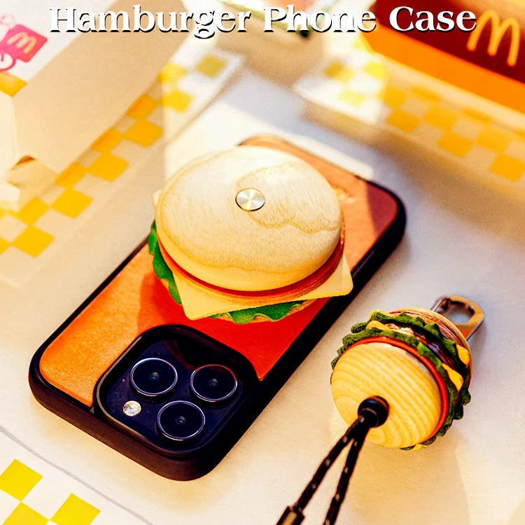 iPhone 14 Plus Case | Leather Hand Grip | Hamburger