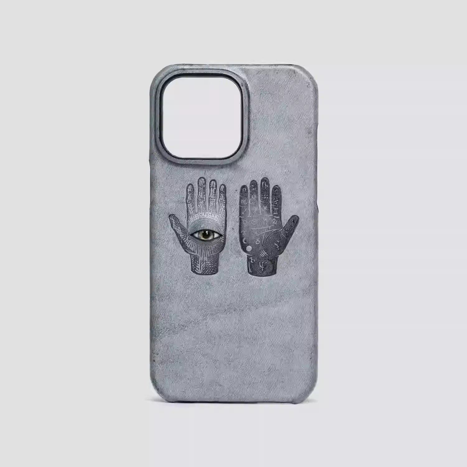 iPhone 16 Pro Case | 3D Eye and Hand | Handmade Leather
