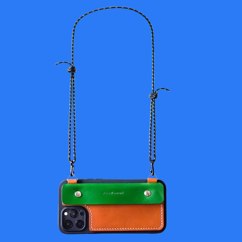 iPhone 14 Plus Case | Leather Strap Crossbody Wallet