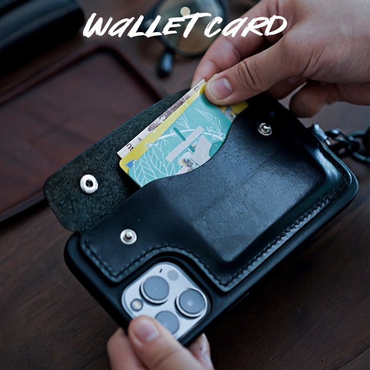 iPhone 14 Plus Case | Leather Strap Crossbody Wallet