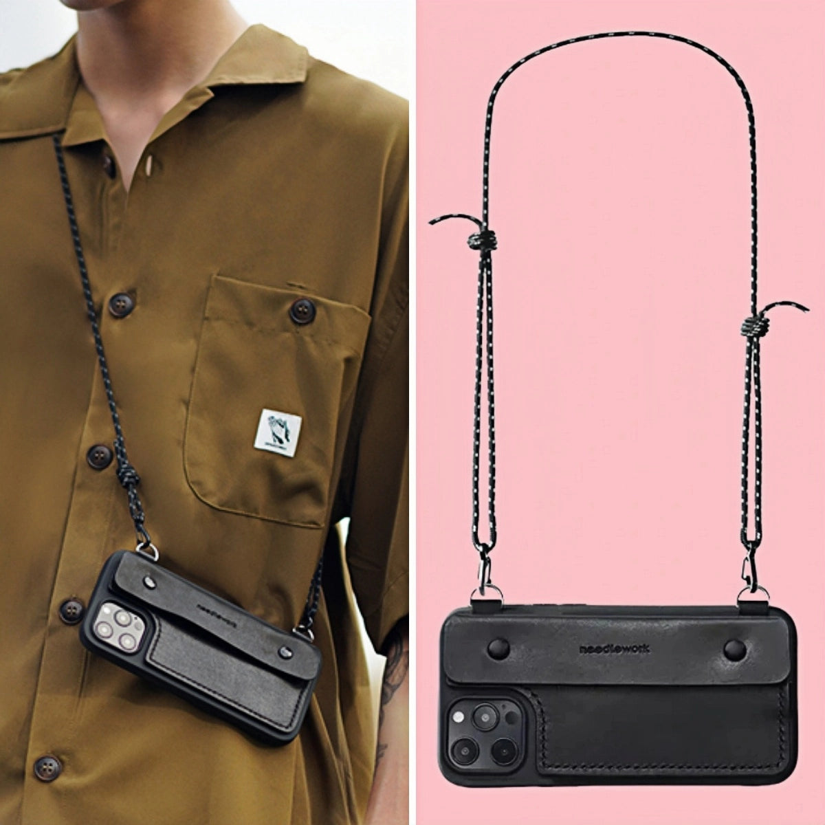 iPhone 14 Plus Case | Leather Strap Crossbody Wallet