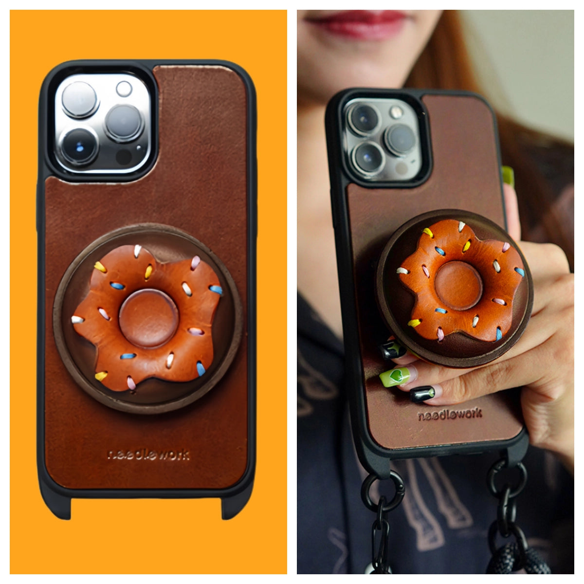 iPhone 14 Pro Max Case | Leather Strap Crossbody - Donut