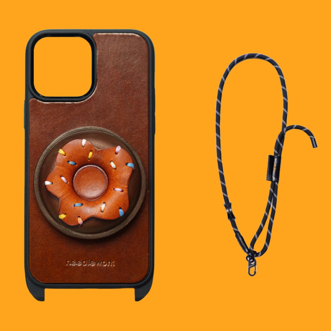 iPhone 14 Pro Max Case | Leather Strap Crossbody - Donut