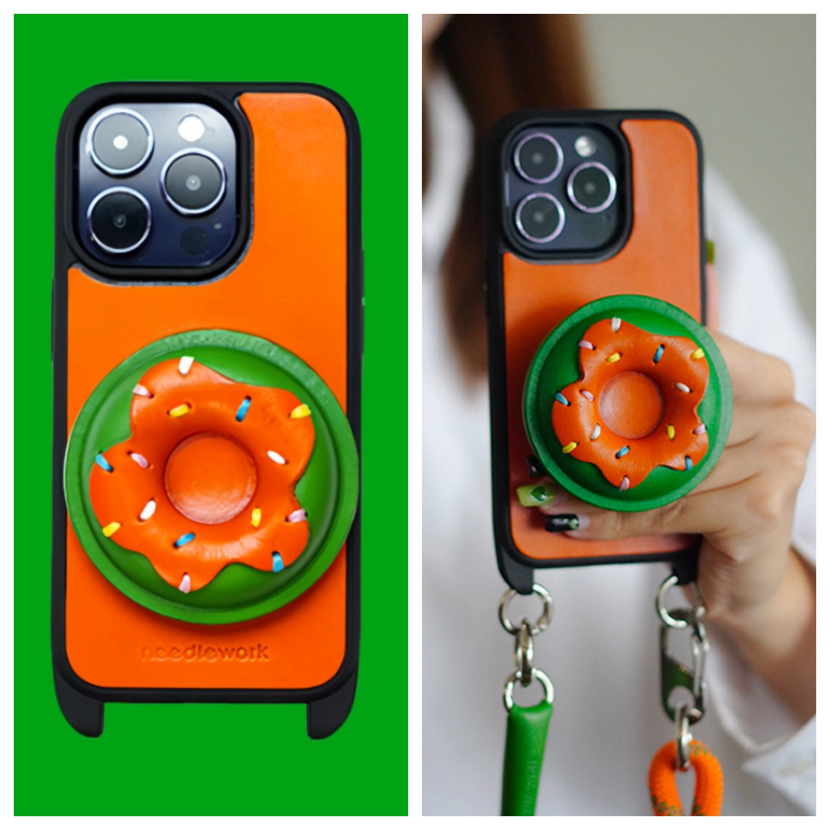 iPhone 12 Case | Leather Hand Grip Strap - Donut