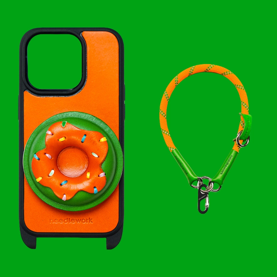 iPhone 12 Case | Leather Hand Grip Strap - Donut