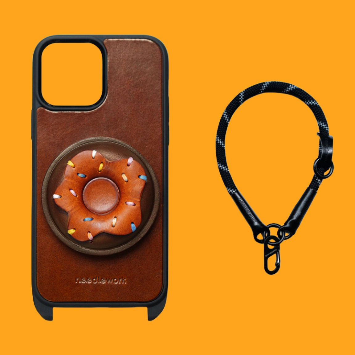 iPhone 12 Case | Leather Hand Grip Strap - Donut