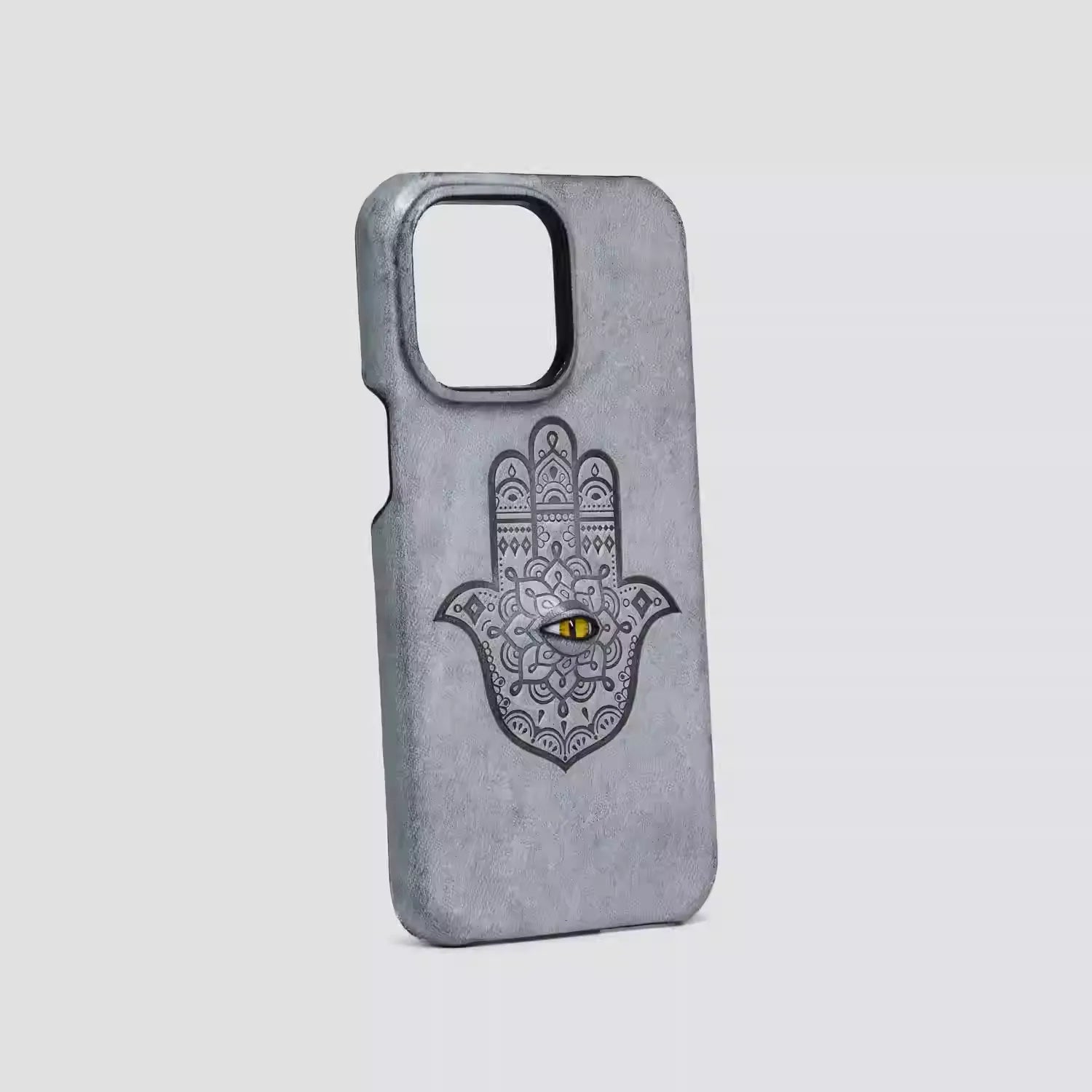 iPhone 16 Pro Case | 3D Eye and Hand | Handmade Leather