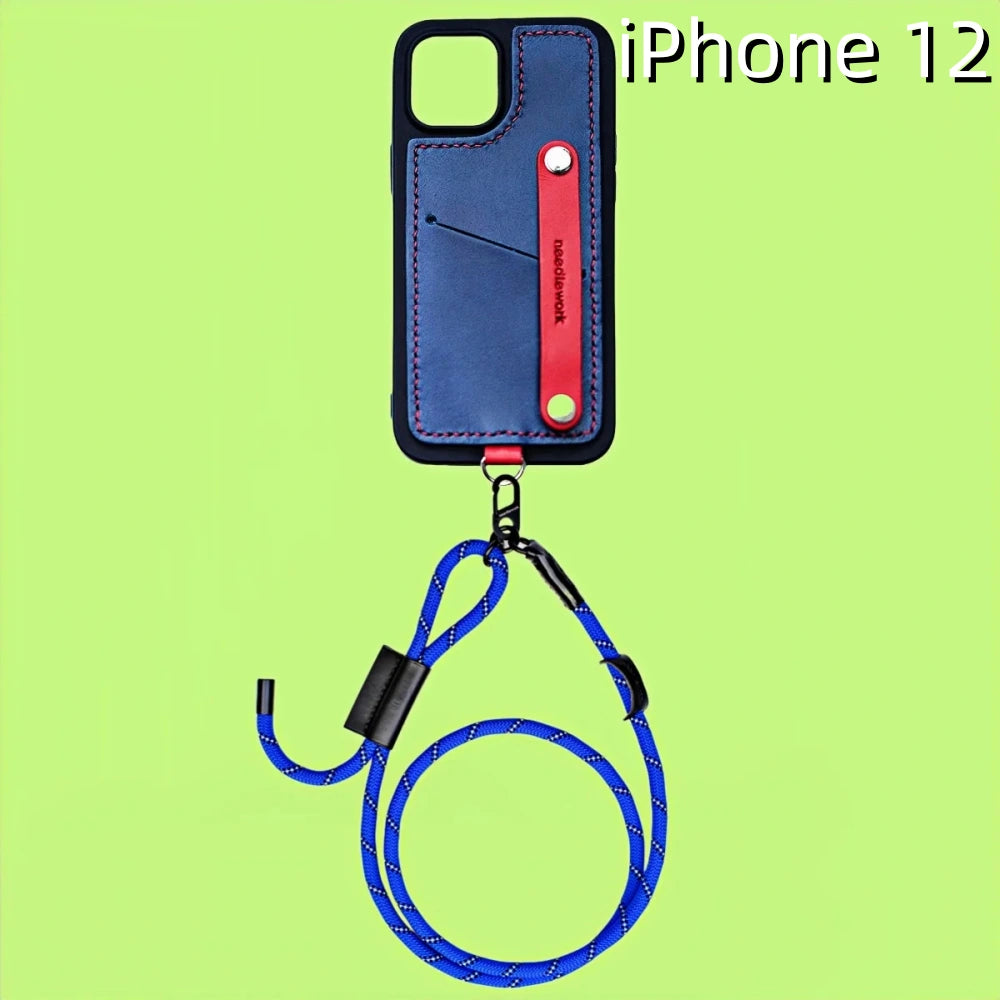 iPhone 12 Case Leather Case | with Strap and Card Holder