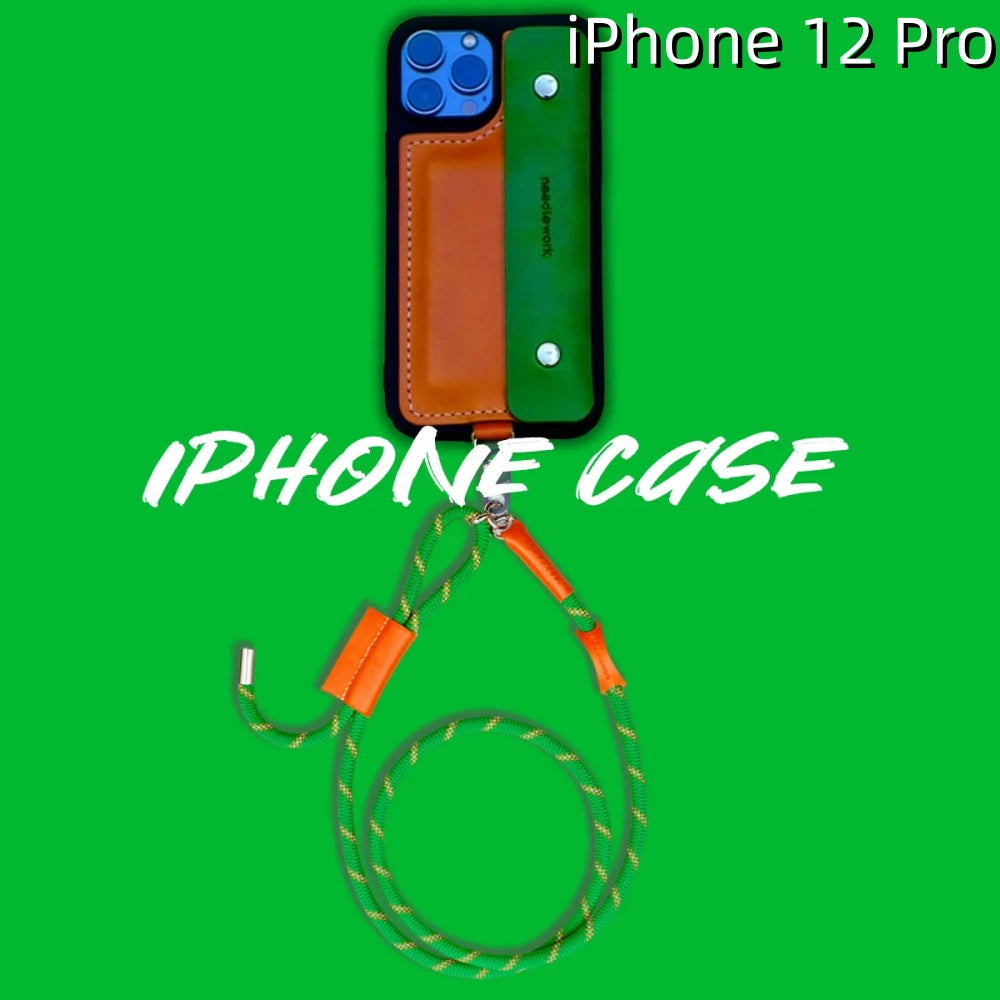 iPhone 12 Pro Leather Case | with Strap Card and Wallet