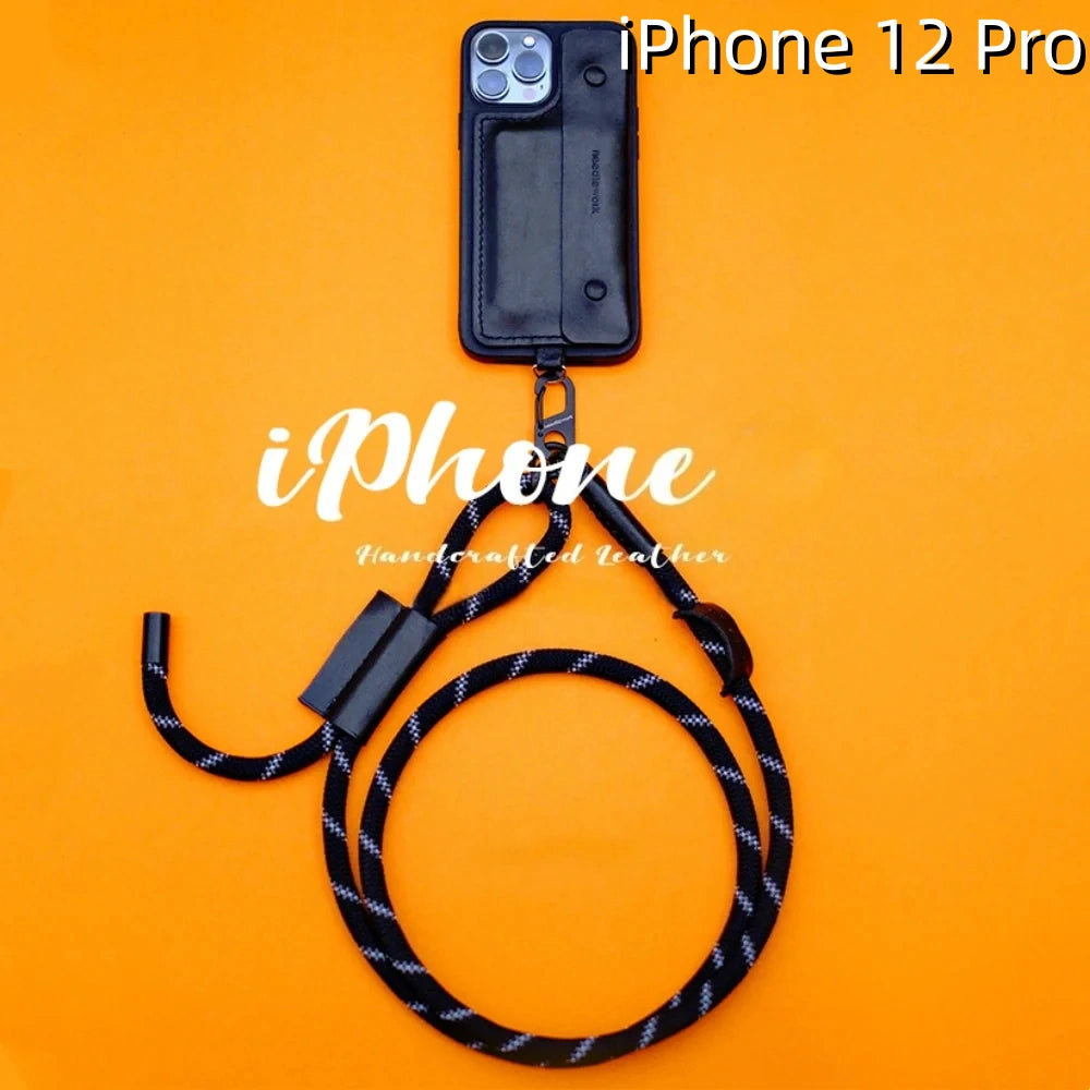 iPhone 12 Pro Leather Case | with Strap Card and Wallet