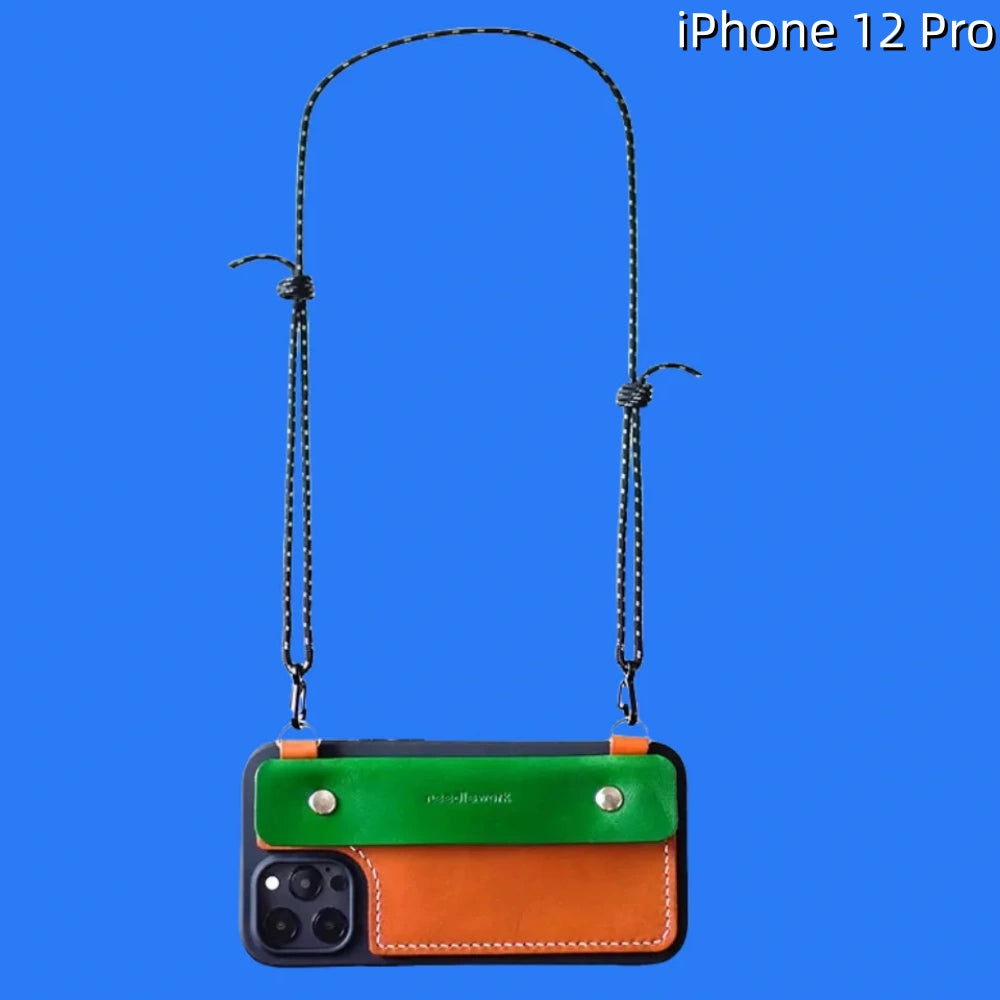 iPhone 12 Pro Leather Case | with Strap Crossbody and Wallet
