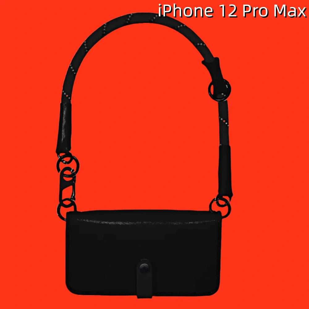iPhone 12 Pro Max Leather Case | with Strap and Flip Wallet
