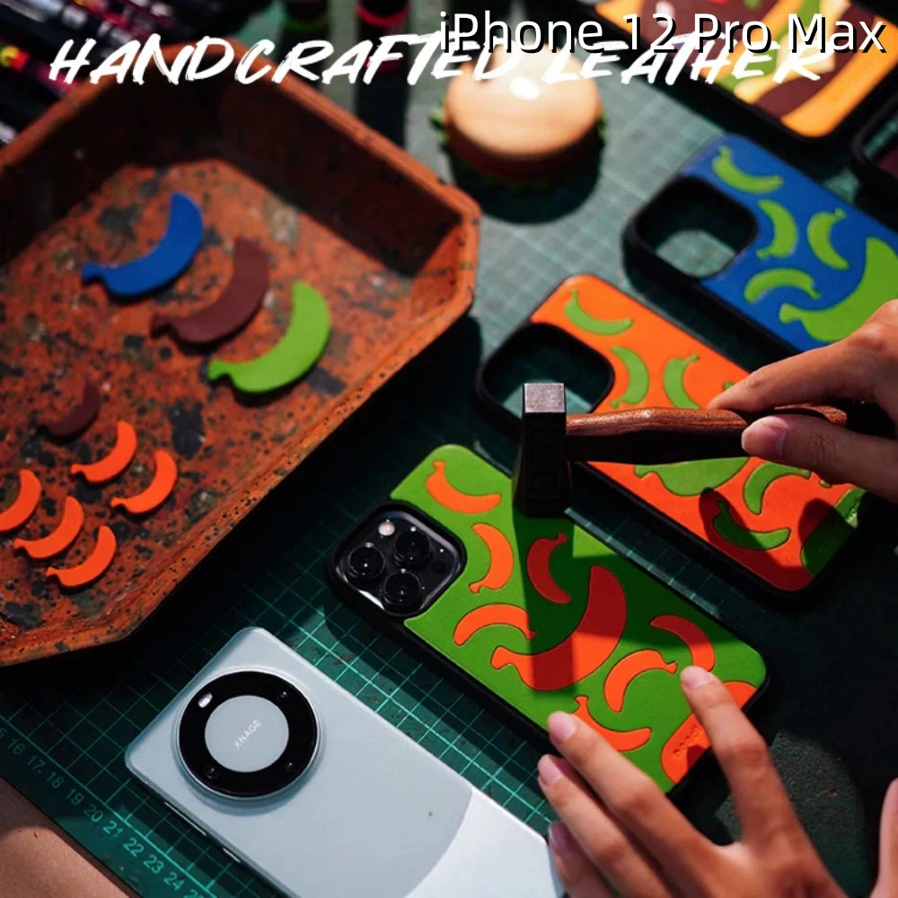iPhone 12 Pro Max Leather Case | with Hand Made Banana Design