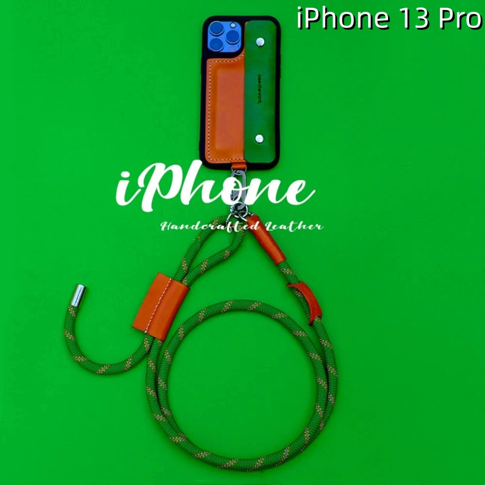 iPhone 13 Pro Leather Case | with Strap Card and Wallet
