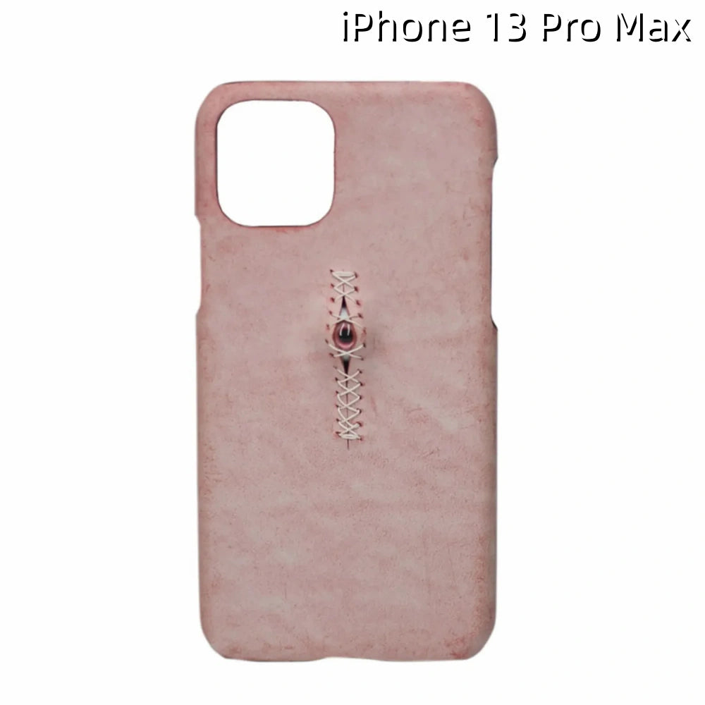 iPhone 13 Pro Max Leather Case | with 3D Eye Sutures Design
