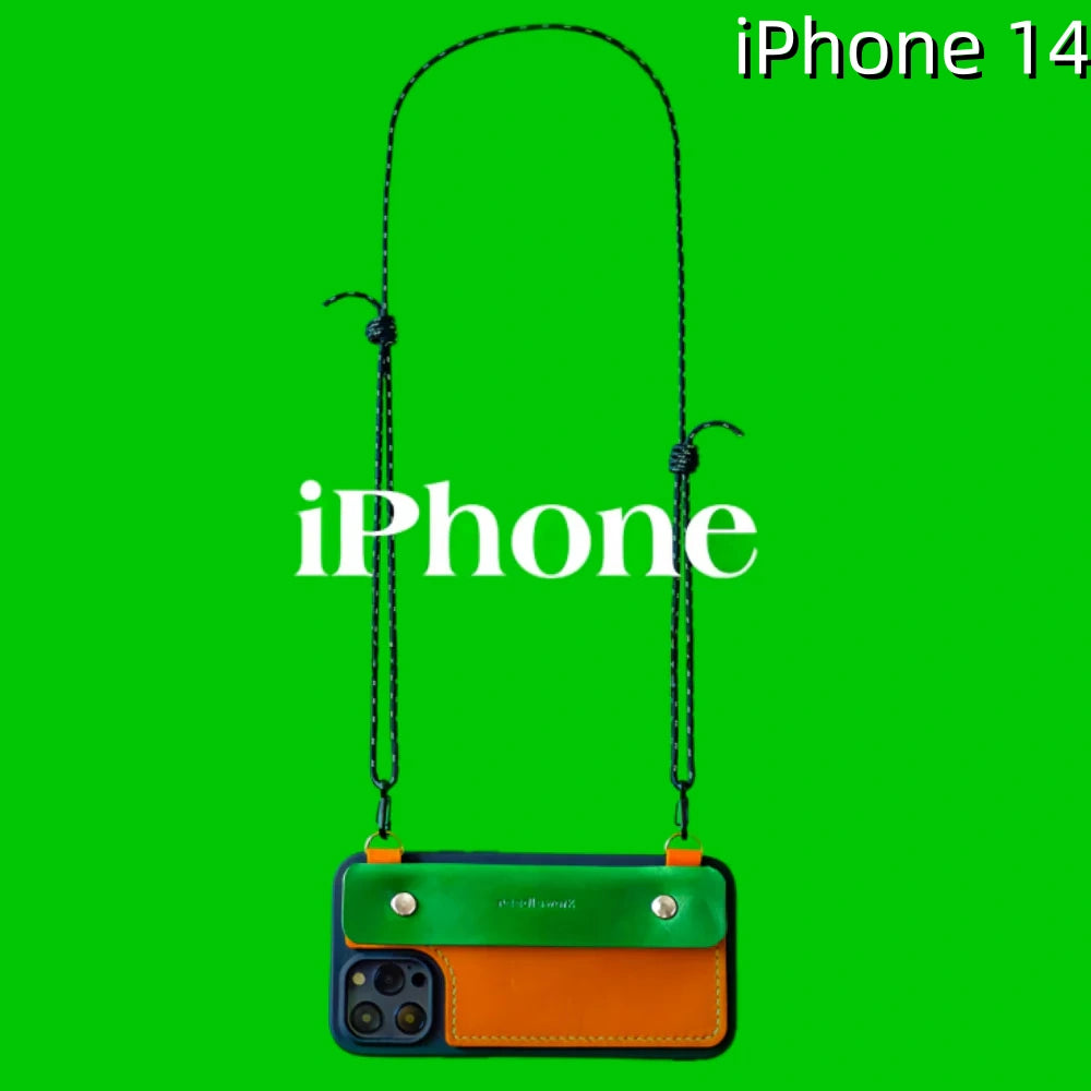 iPhone 14 Leather Case | with Strap Crossbody and Wallet