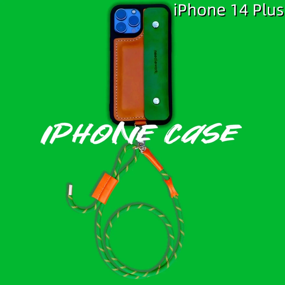 iPhone 14 Plus Leather Case | with Strap Card and Wallet