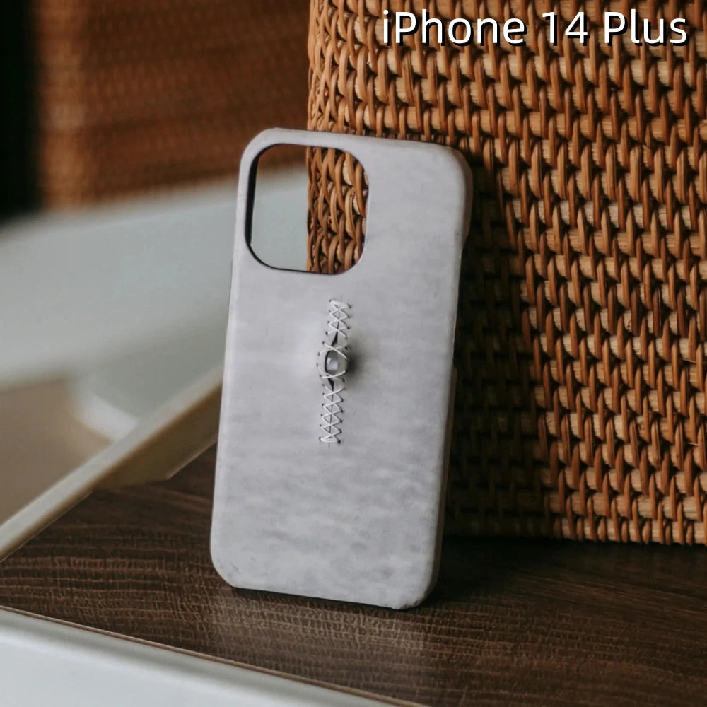 iPhone 14 Plus Leather Case | with 3D Eye Sutures Design
