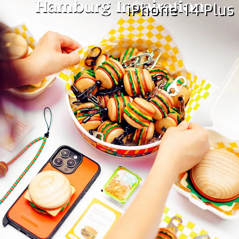 iPhone 14 Plus Leather Case | with Removable Handle | Hamburger style