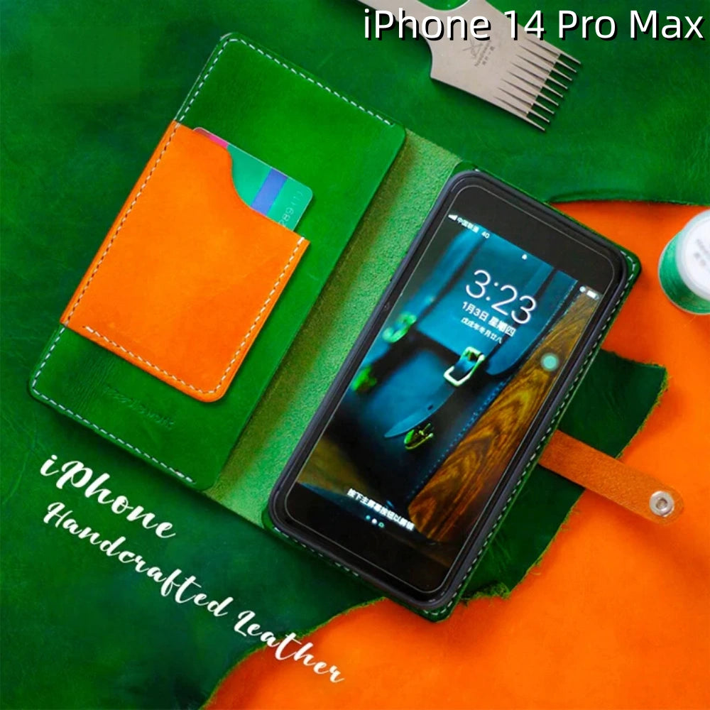 iPhone 14 Pro Max Leather Max Case | with Strap and Flip Wallet