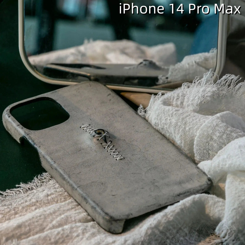 iPhone 14 Pro Max Leather Case | with 3D Eye Sutures Design