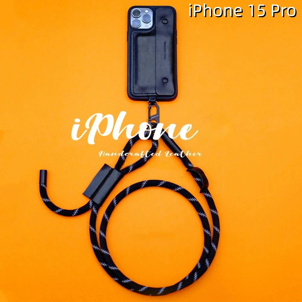 iPhone 15 Pro Leather Case | with Strap Card and Wallet