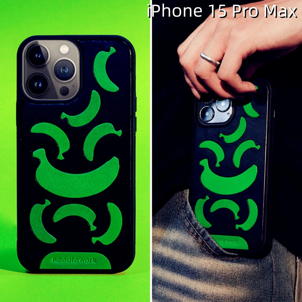 iPhone 15 Pro Max Leather Case | with Hand Made Banana Design