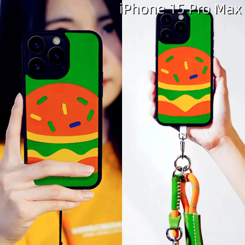 iPhone 15 Pro Max Leather Case | with Hand Made Hamburger Design