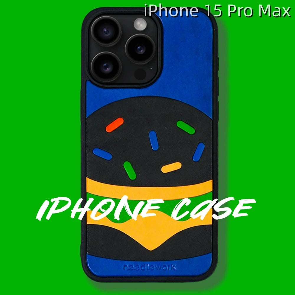 iPhone 15 Pro Max Leather Case | with Hand Made Hamburger Design
