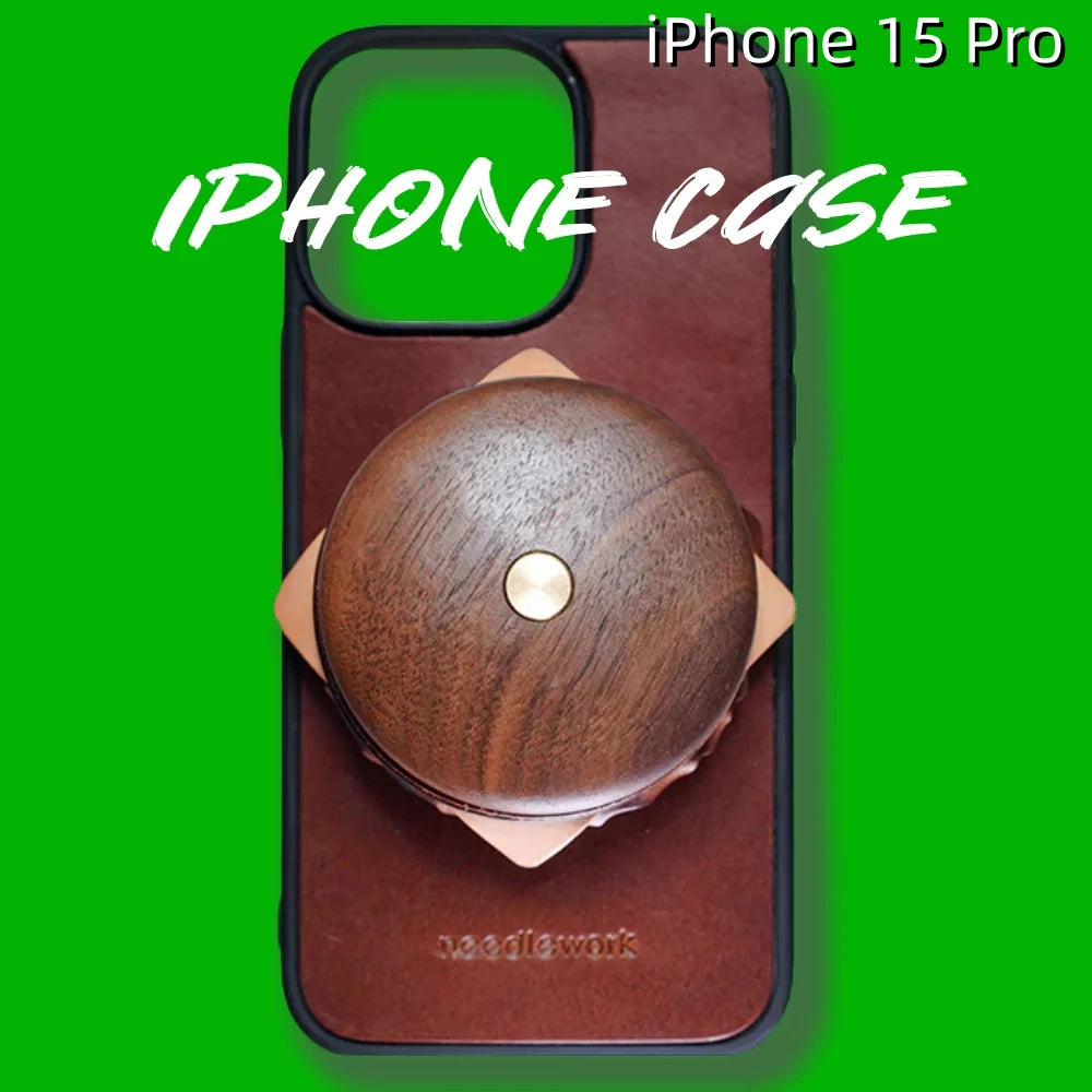iPhone 15 Pro Leather Case | with Removable Handle | Hamburger style