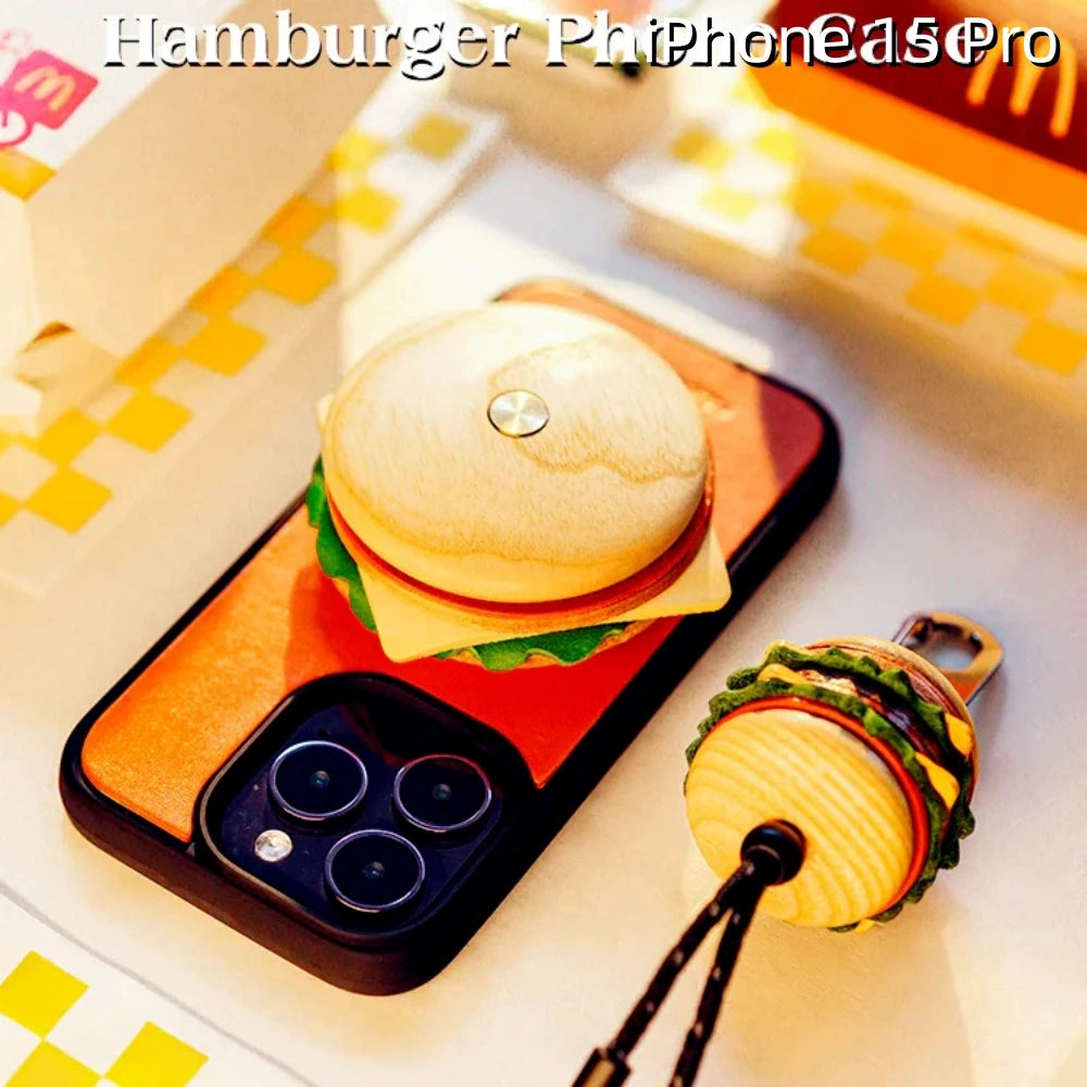 iPhone 15 Pro Leather Case | with Removable Handle | Hamburger style