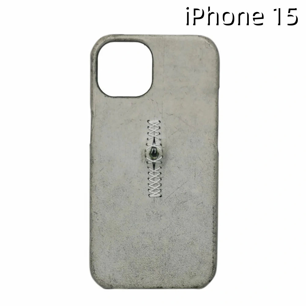 iPhone 15 Leather Case | with 3D Eye Sutures Design