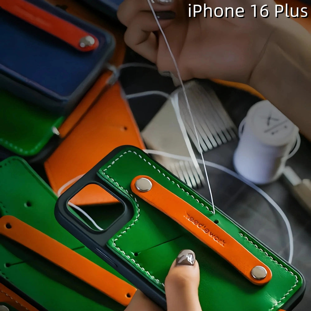 iPhone 16 Plus Leather Case | with Strap and Card Holder