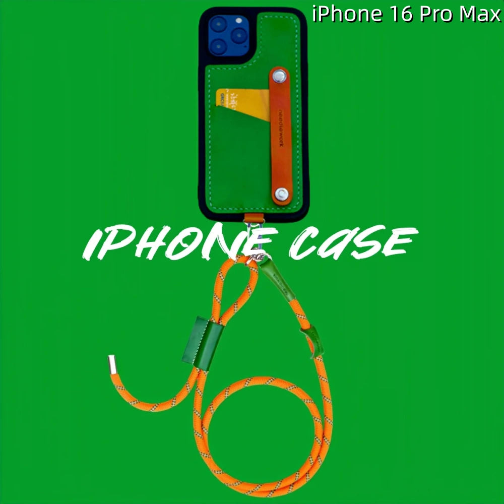 iPhone 16 Pro Max Leather Case | with Strap and Card Holder