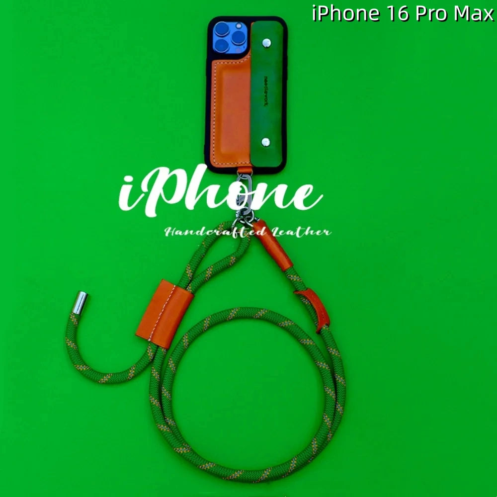 iPhone 16 Pro Max Leather Case | with Strap Card and Wallet