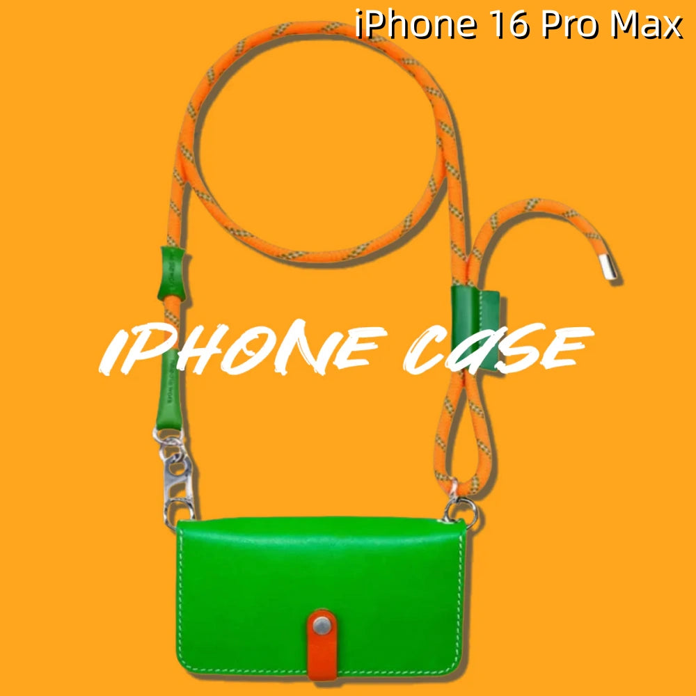 iPhone 16 Pro Leather Case | with Strap and Flip Wallet