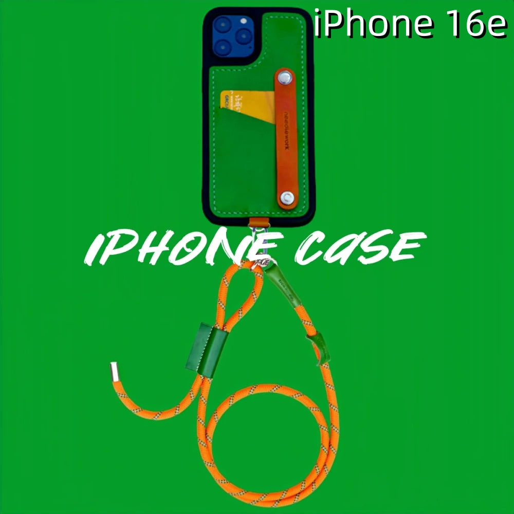 iPhone 16e Leather Case | with Strap and Card Holder