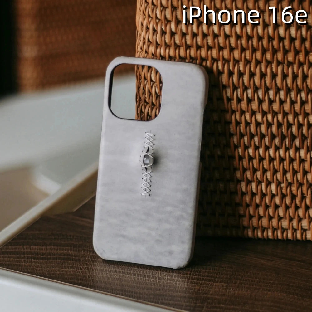 iPhone 16e Leather Case | with 3D Eye Sutures Design