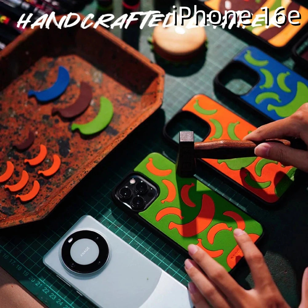 iPhone 16e Leather Case | with Hand Made Banana Design
