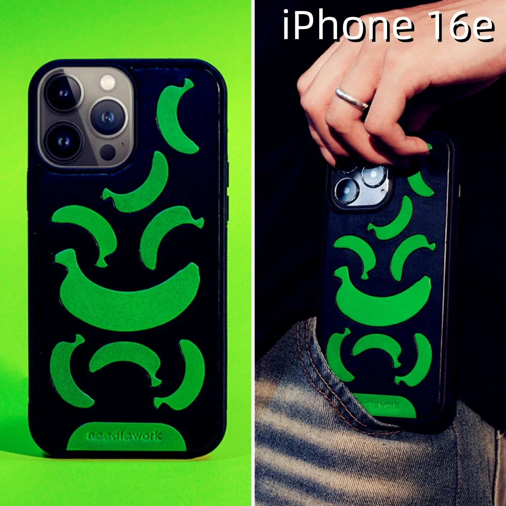 iPhone 16e Leather Case | with Hand Made Banana Design