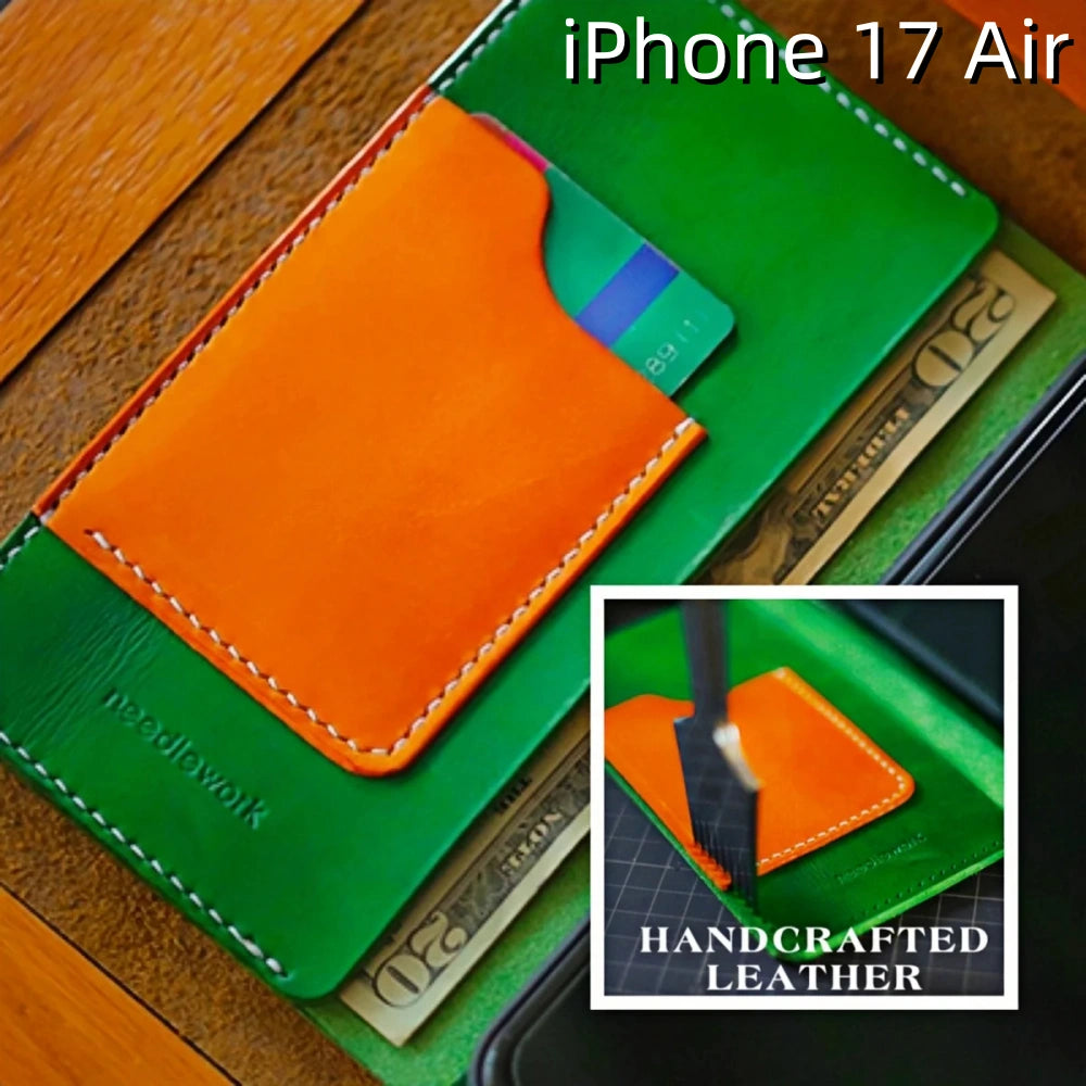 iPhone 17 Air Leather Case | with Strap and Flip Wallet